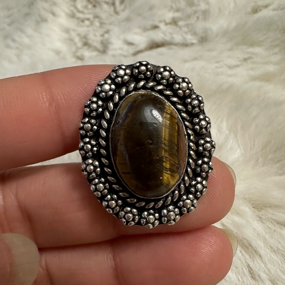 Tiger eye ring sterling silver
